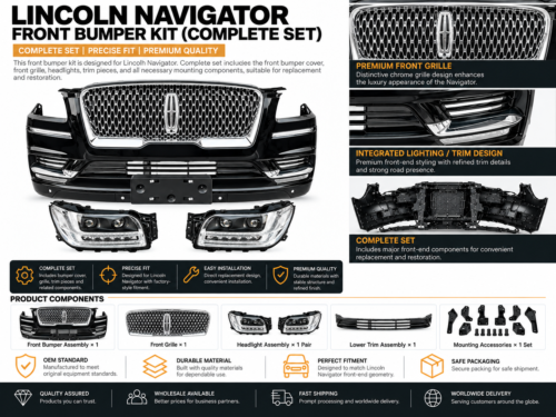 Codex 图像 2026年9月11日 15_27_10 Lincoln Navigator Front Bumper Assembly Complete Kit with Grille & Headlights